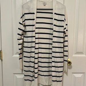 a new day Black & White Striped Open-Front Cardigan